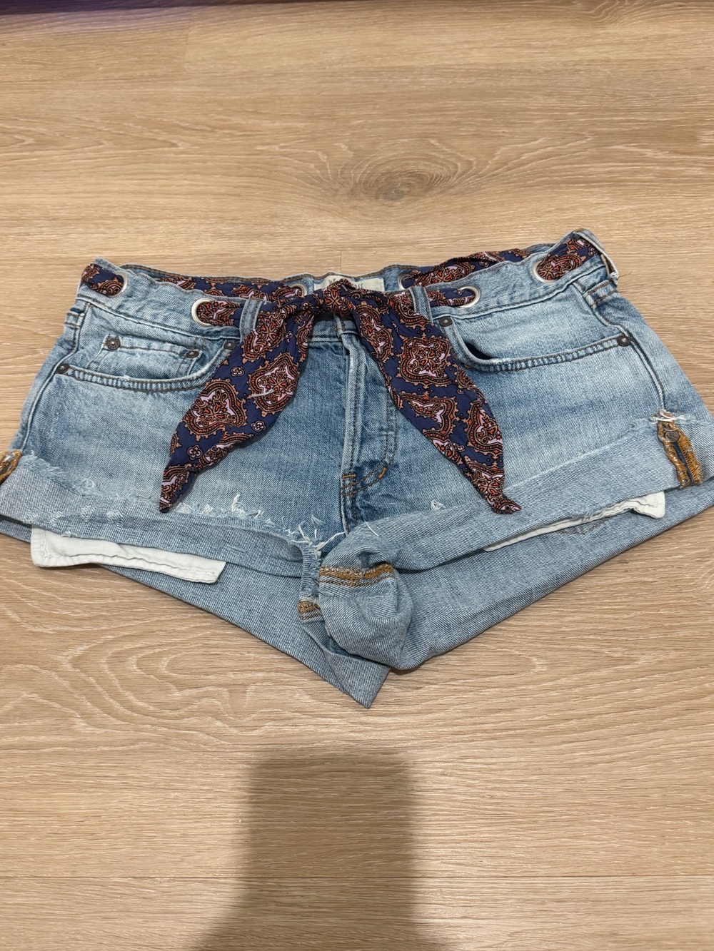 Free People Day Flower Denim Shorts - Picture 2 of 4